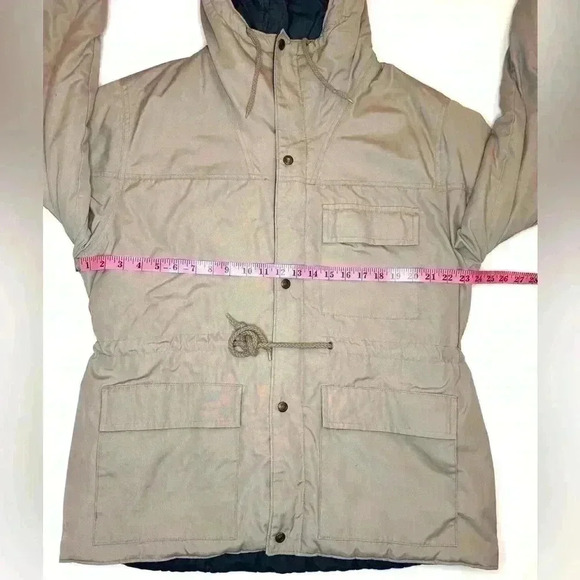 London Fog Men’s  Outdoors Tan Quilted Heavy Winter Jacket w/ Hood Size 44R - Picture 5 of 8